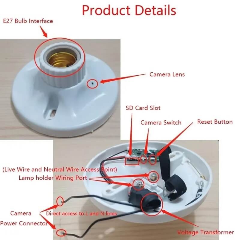 Bulb Holder WiFi Camera Full HD Hidden Spy Camera